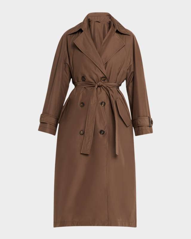 Taffeta Double-Breasted Trench Coat